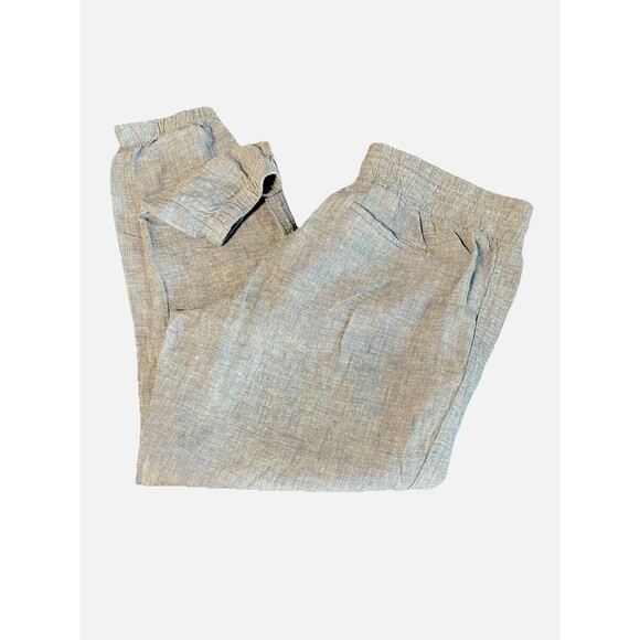 Athleta‎ Cabo Linen Jogger Pants Tapered Pull On Chambray Blue Women Size 14 - Picture 4 of 13